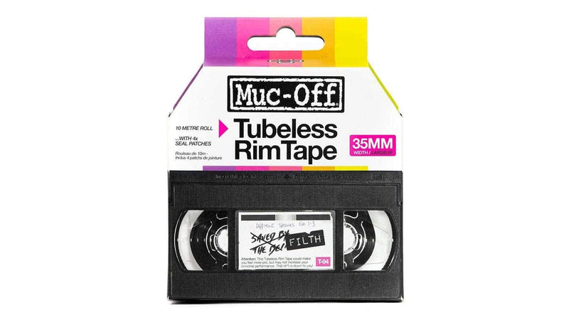 [Australia - AusPower] - Muc Off Tubeless Rim Tape, 35mm - Pressure-Sensitive Adhesive Rim Tape for Tubeless Bike Tyre Setups - 10 Metre Roll with 4 Seal Patches 