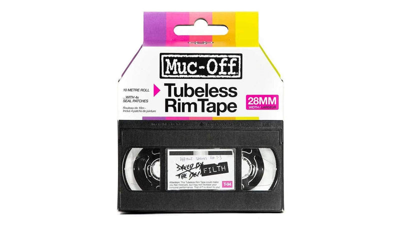 [Australia - AusPower] - Muc-Off Tubeless Rim Tape, 28mm - Pressure-Sensitive Adhesive Rim Tape For Tubeless Bike Tyre Setups - 10 Metre Roll With 4 Seal Patches 