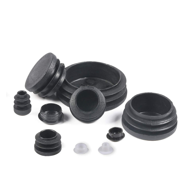[Australia - AusPower] - 208 Pieces Mixed Sizes Round Plastic Plugs,Pipe Tubing End Cap, Round Plastic Tubing Plug, Durable Chair Glide for Chair Table Stool Leg,Pipe,Round Plastic Tubing,Tube Pipe Hole (Round) 