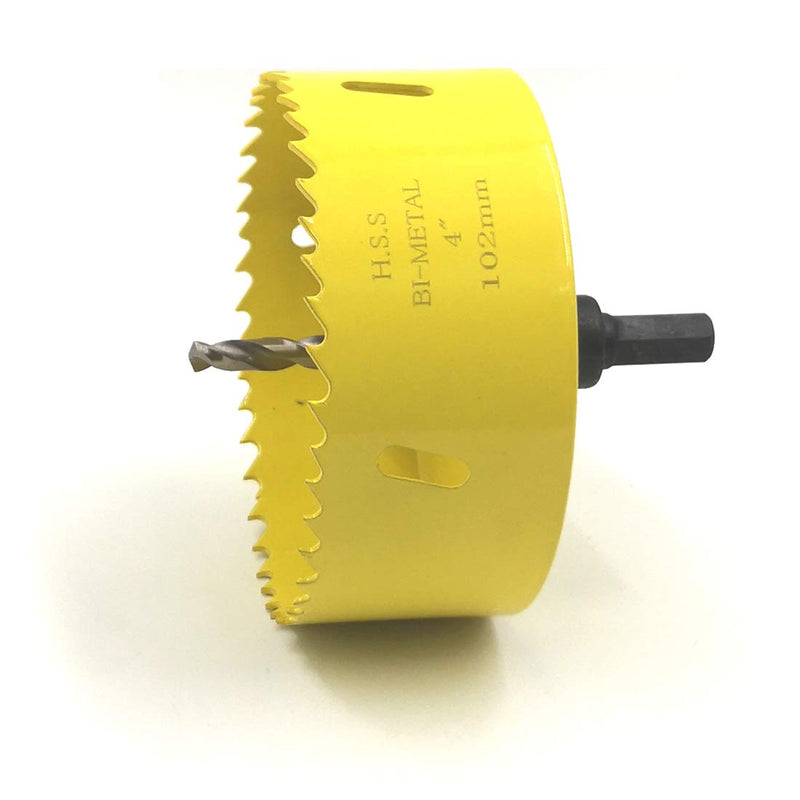 [Australia - AusPower] - JIECHENG HSS Bi-metal Hole Saw With Arbor Mandrel 4-inch 102 mm For Metal,Stainless Steel,Cornhole Boards,Drywall,Plastic,Brass,Aluminum,Iron and Wood 