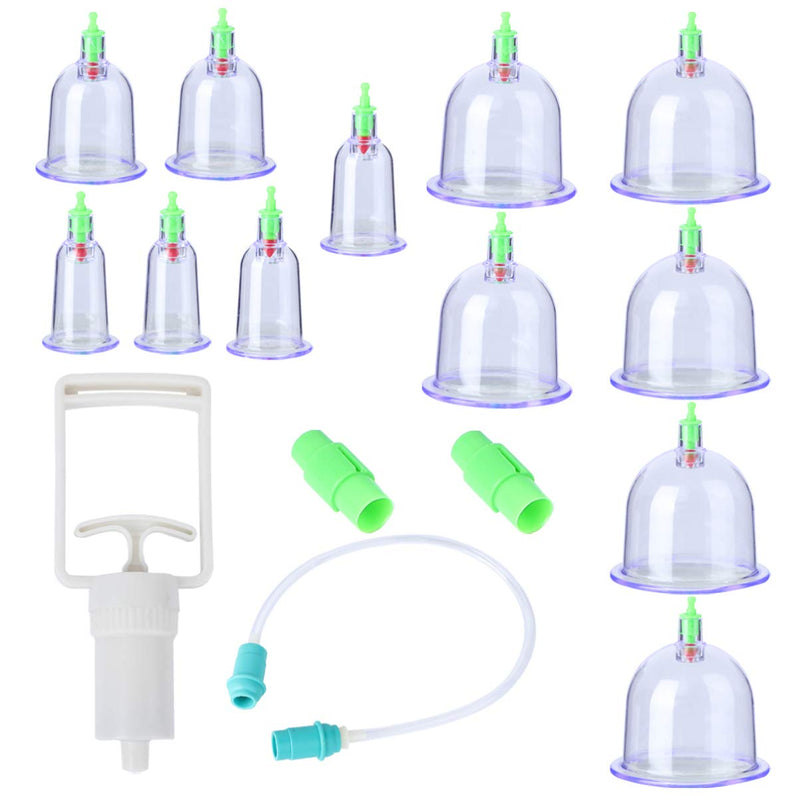 [Australia - AusPower] - Healifty 12 Cups Cupping Therapy Sets for Health Care, Chinese Massage Cupping Therapy Kits Vacuum Suction Cups for Muscle Soreness Pain Relief 
