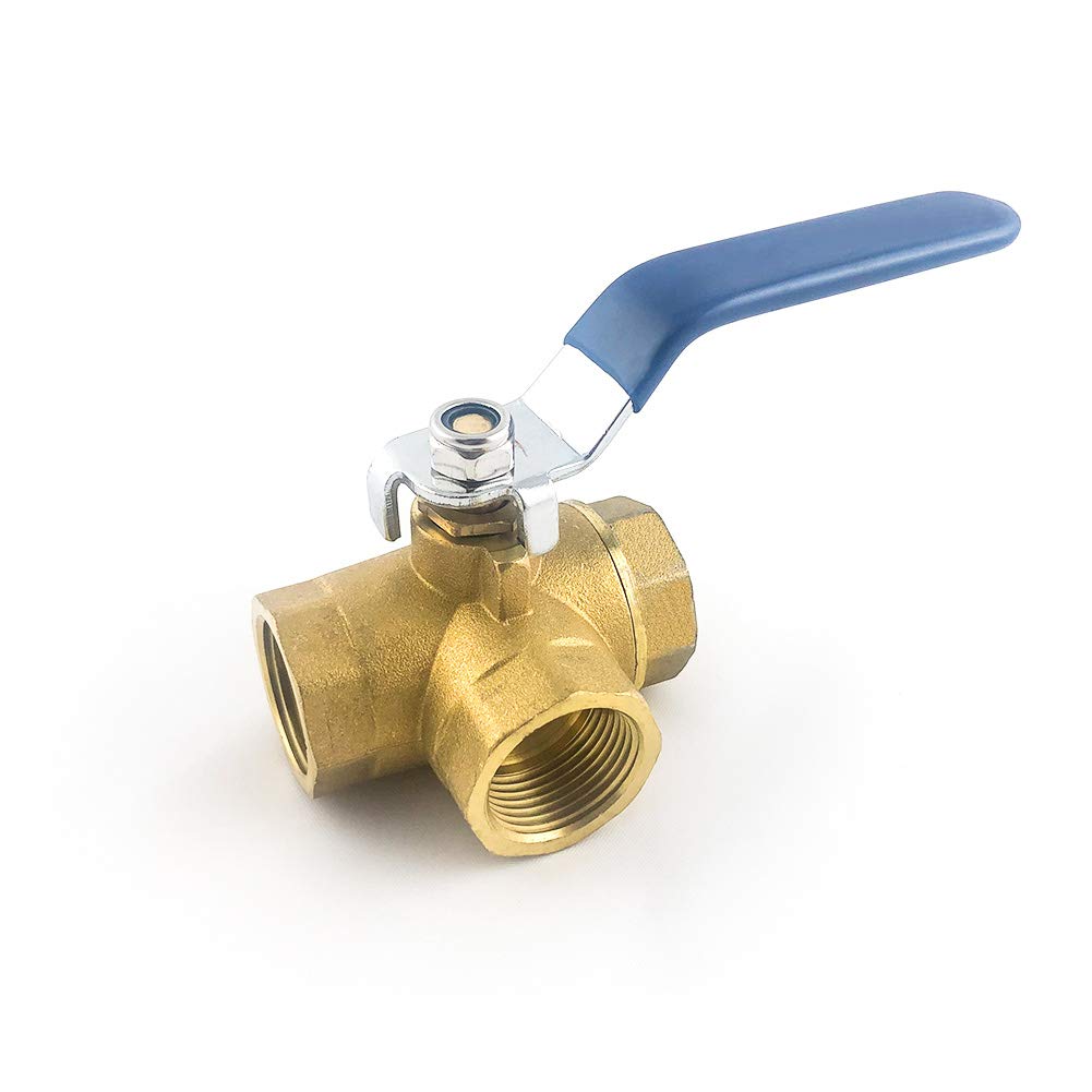 [Australia - AusPower] - QWORK Series 3-Way (L-Port) Ball Valve, Lever Handle, NPT Female (3/4'') Made of Forged Brass 1 Pack 3/4 Inch 