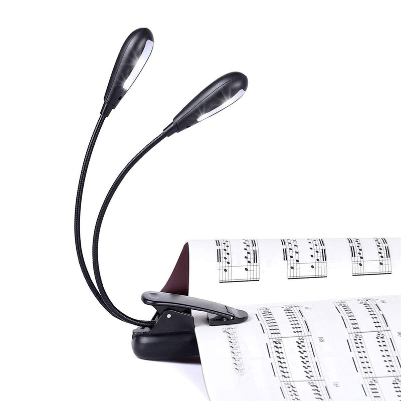 [Australia - AusPower] - Rechargeable Music Stand Light, iGoober Clip on Reading Light, 8 LED Book Lamp, 3-Level Brightness for Eye Protection, Perfect for Piano, Orchestra, Bookworms, Craft (White & Warm, Dual Arm) 