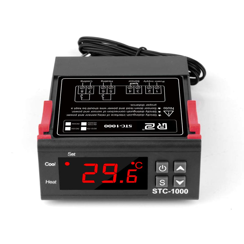 [Australia - AusPower] - Digital Temperature Controller Centigrade Thermostat AC 110-220V 10A Temp Control Thermostat Thermocouple Thermostat Sensor 2 Relay Output with NTC Sensor Probe, Heating Cooling Thermostat 