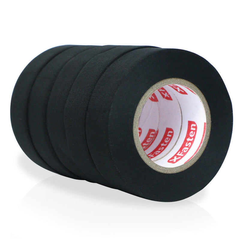 [Australia - AusPower] - XFasten Wire Harness Tape, 3/4-Inch by 50-Foot (5-Pack), High Temp Wiring Loom Harness Self-Adhesive Felt Cloth Electrical Tape for Automotive Engine and Electrical Wiring 3/4-Inch by 50-Foot (5-Pack) Black 