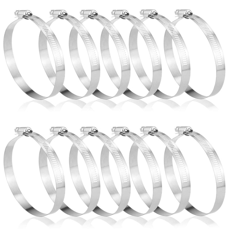 [Australia - AusPower] - Twdrer 12 Pack 4" 304 Stainless Steel Duct Clamp Worm Gear Adjustable 91mm-114mm Hose Clamp,Pipe Clamp Dryer Vent Clamp Thumb Screw Clamps for Plumbing,Mechanical 