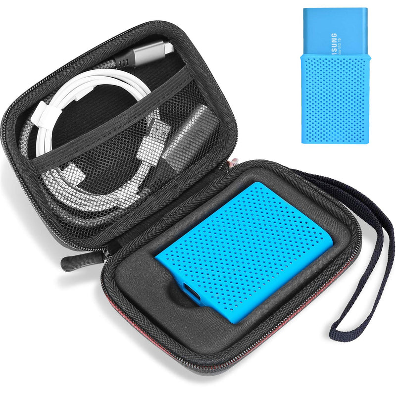 [Australia - AusPower] - ProCase Shockproof Carrying Case + Silicone Cover Combo for Samsung T5 / T3 Portable 250GB 500GB 1TB 2TB SSD USB 3.1 External Solid State Drives, Protective Hard EVA Storage Case Bag -Black 