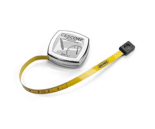 [Australia - AusPower] - Cescorf Anthropometric Tape Measure with Flat Flexible Steel Blade for Body Circumference Measurements, 6mm x 2m, Metric, with Blank Space Before Zero, Ideal for Dieticians, Nutritionists, Trainers 