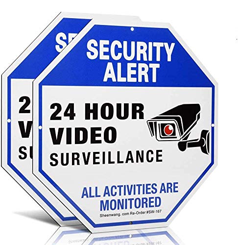 [Australia - AusPower] - Sheenwang 2-Pack Security Camera Sign, Video Surveillance Signs Outdoor, UV Printed 40 Mil Rust Free Aluminum 10 X 10 in, Weatherproof and Heavy Duty Security Signs for Home or Business 
