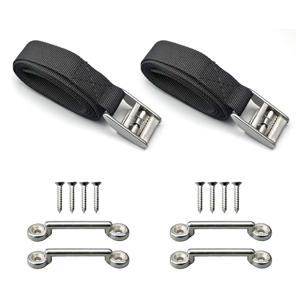[Australia - AusPower] - pool spa part 2 Pack 56" Battery Tie Down Strap Kit Battery Hold Down Strap with Stainless Steel 316 Buckle, 4 Stainless Steel 316 Eye Strap Mounts, 8 SS Screws 