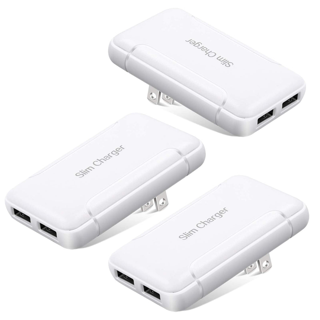 [Australia - AusPower] - USB Charger Plug, Excgood Ultra Compact USB Wall Charger Foldable Wall Plug Compatible with Home Camera, iPhone 11 Pro Max/Xr/Xs/X, Galaxy S10/9/8, Pixel and More Smartphone, 3-Pack,White 3-Pack White 