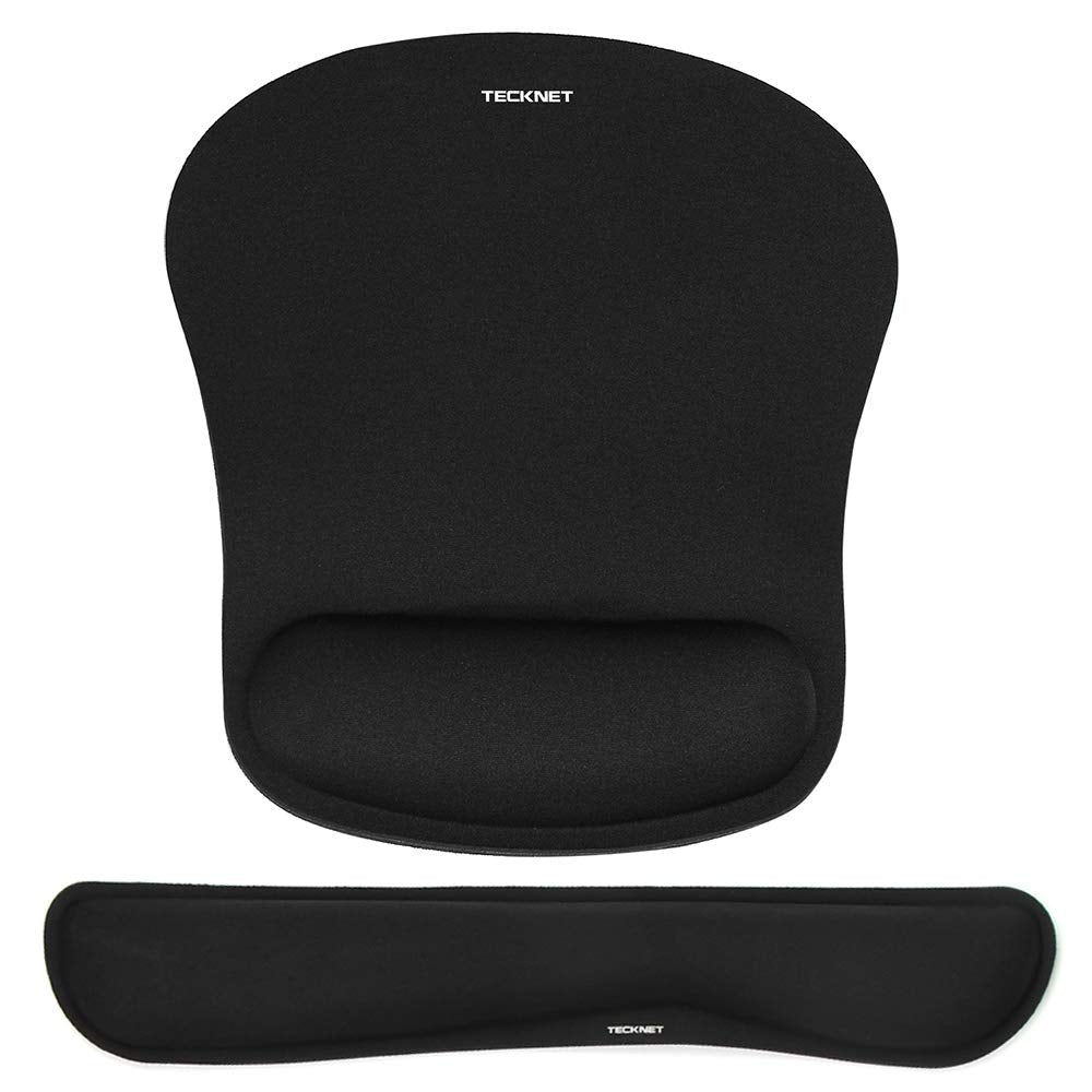 [Australia - AusPower] - TECKNET Keyboard Wrist Rest and Mouse Pad with Wrist Support, Memory Foam Set for Computer/Laptop/Mac, Lightweight for Easy Typing & Pain Relief Ergonomic Mousepad (Black) Black 