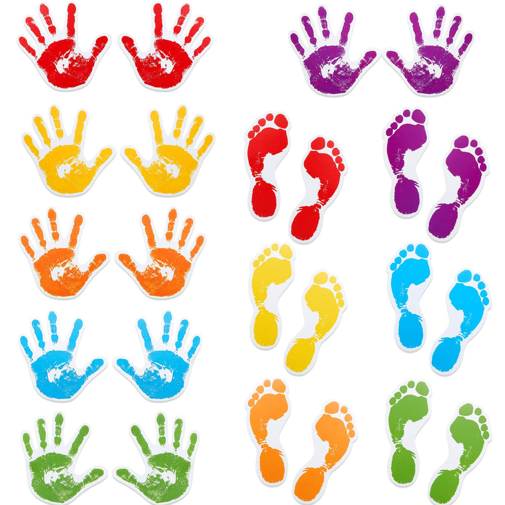 [Australia - AusPower] - 72 Pieces Hands and Feet Cutouts Colorful Handprint Cutouts Footprint Accents Bulletin Board Cutouts Wall Decoration for School Playroom Baby Nursery Kids Bedroom or Art Studio 