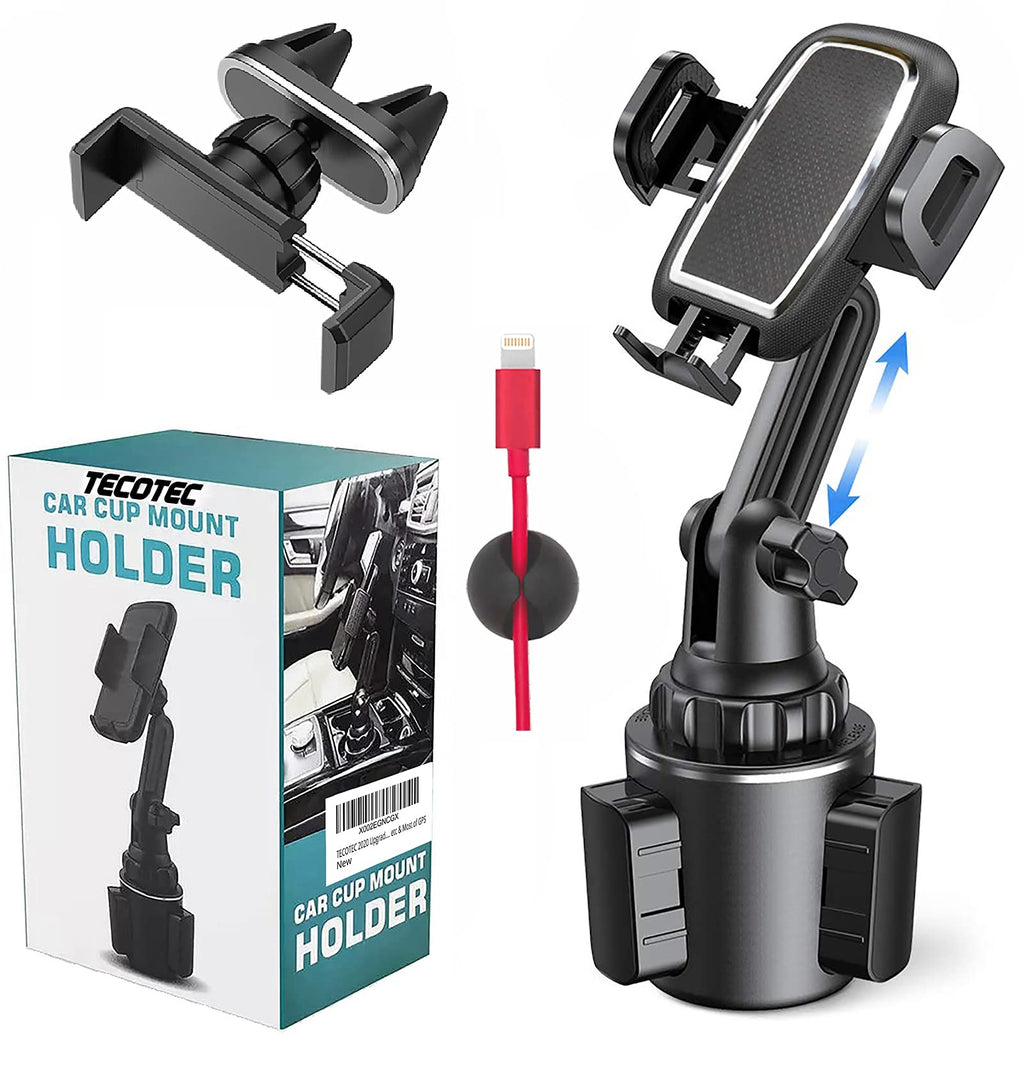 [Australia - AusPower] - TECOTEC (2 Holders) Car Cup Holder Phone Mount & Air Vent Phone Holder, 4" Telescopic Arm Car Cup Holder Fits All Cellphones / iPhone 13 Pro Max / Note 20 Ultra S21 Plus . etc & More 2 Holders-Cup & Vent 