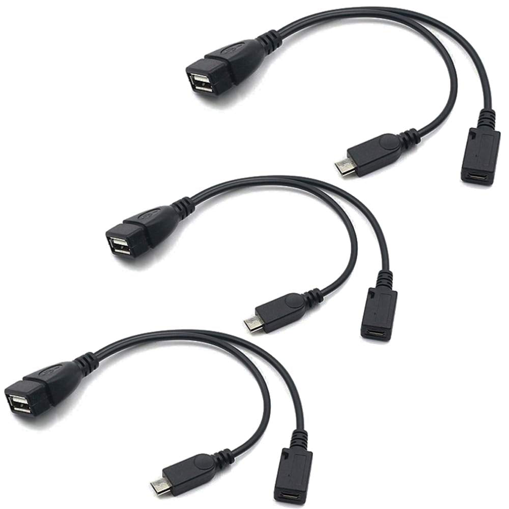 [Australia - AusPower] - AuviPal 2-in-1 Micro USB to USB Adapter (OTG Cable + Power Cable) for Fire Stick, Playstation Classic and More - 3 Pack 
