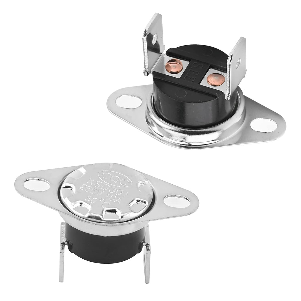 [Australia - AusPower] - Fielect 2Pcs KSD301 Thermostat 50°C/122°F Normal Closed N.C Adjust Snap Disc Limit Control Switch Microwave Thermostat Thermal Switch Bent Angle 