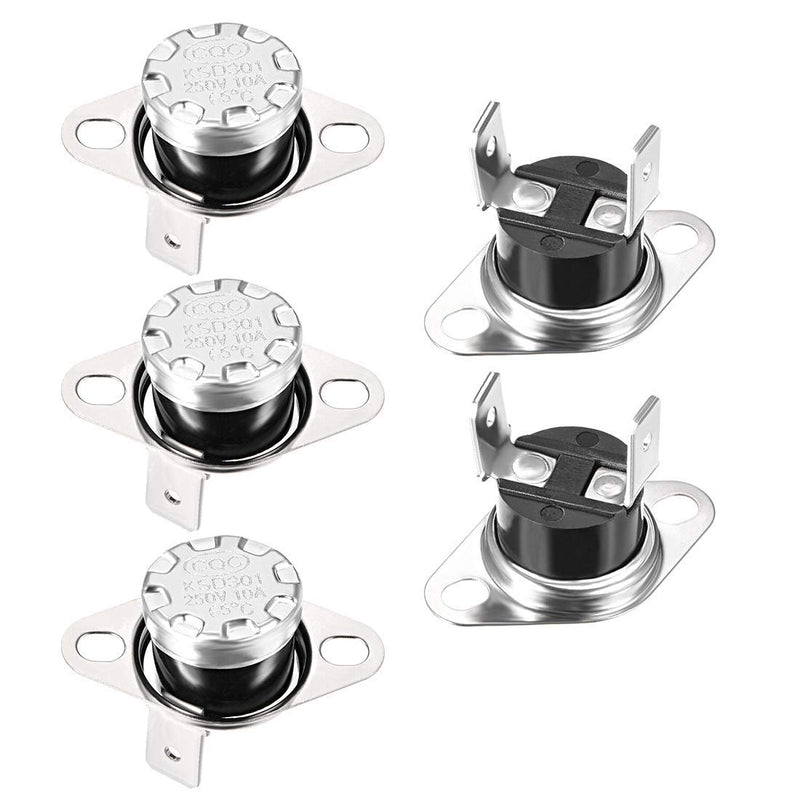 [Australia - AusPower] - Fielect 5Pcs KSD301 Thermostat 65ｰC/149ｰF Normally Closed N.C Snap Disc Temperature Switch for Microwave Oven Coffee Maker Smoker Bent Feet 