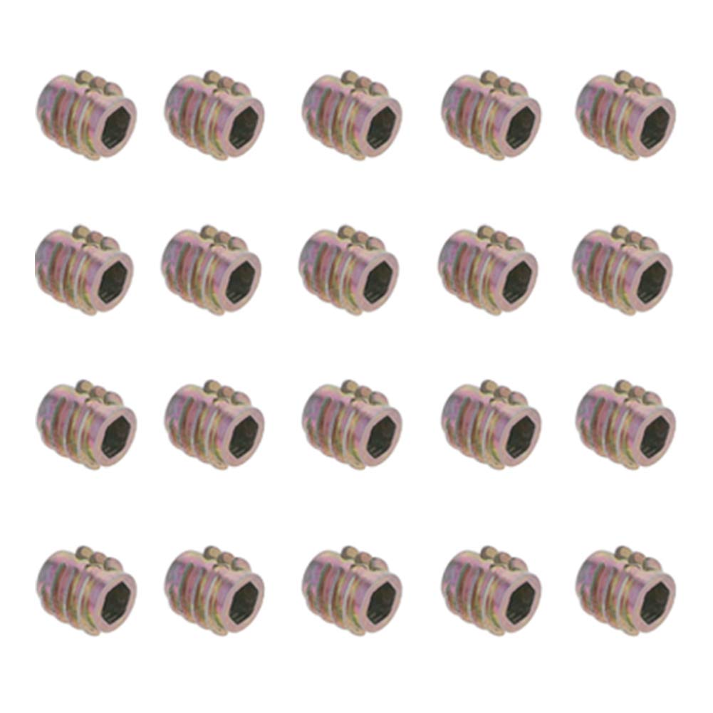 [Australia - AusPower] - MroMax M4 x 8mm Threaded Insert Nuts Zinc Alloy Hex Socket M4 Internal Threads 0.31 inch Length Bronze Tone 30pcs 