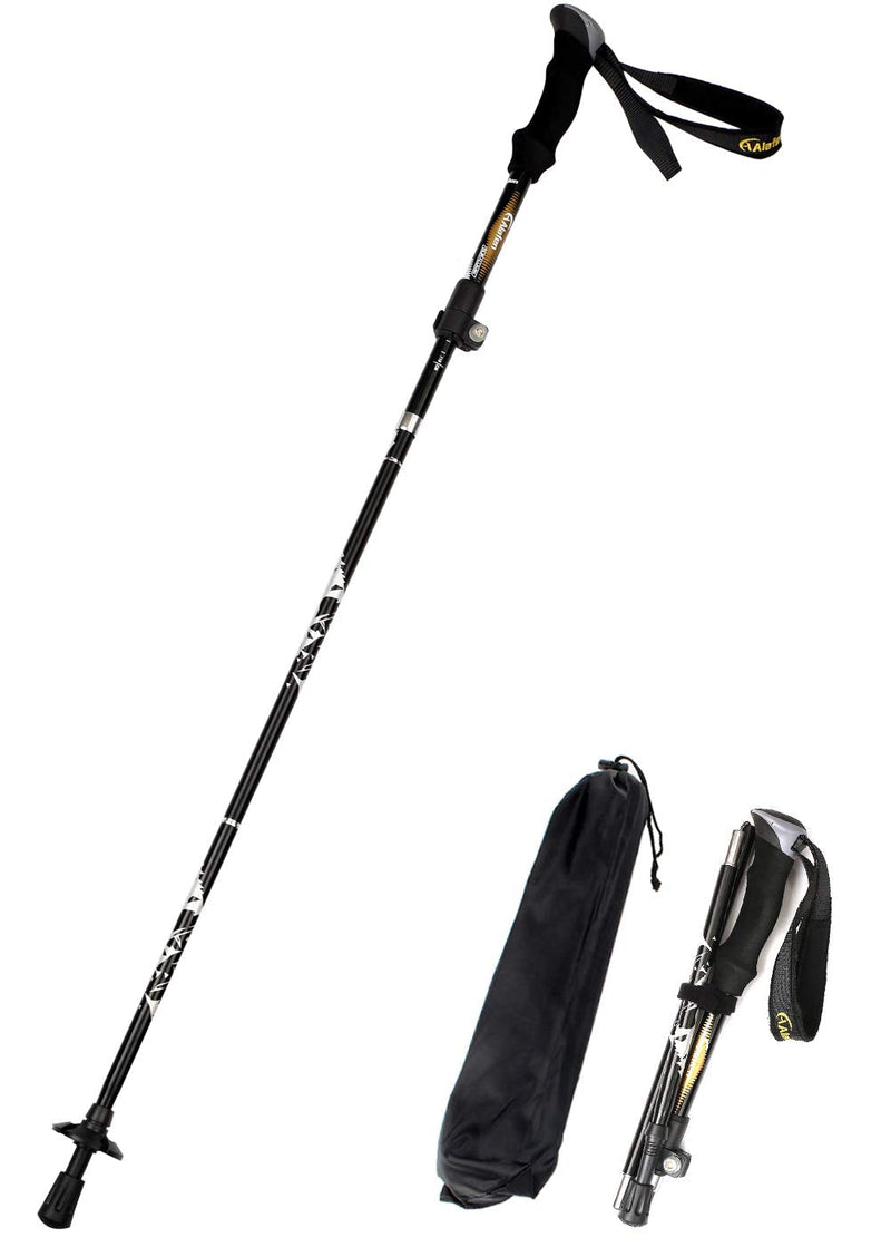 [Australia - AusPower] - A ALAFEN Aluminum Collapsible Ultralight Travel Trekking Hiking Pole for Men and Women A_Black 1 PC(1 Pole) 