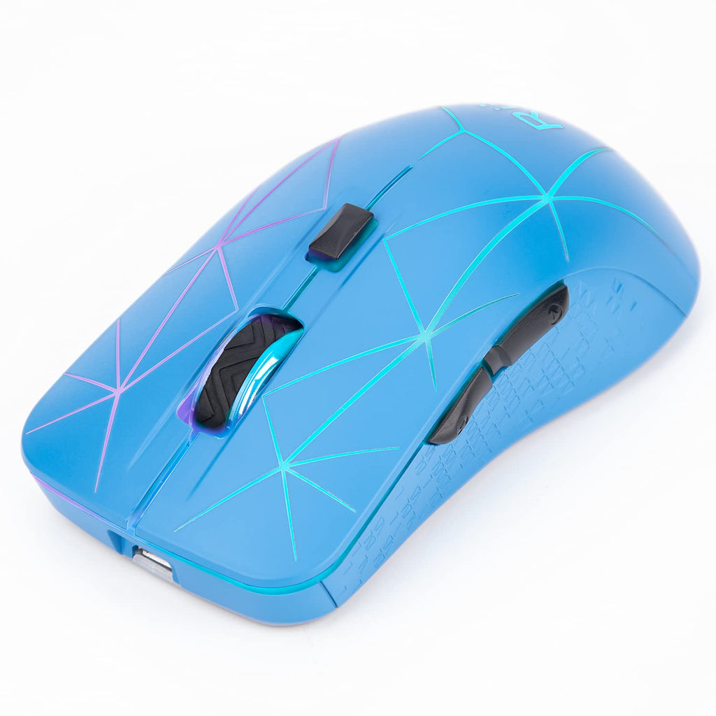 [Australia - AusPower] - Rii RM500 Wireless Mouse,2.4G Gaming Mouse,Rechargeable Optical Mouse with USB Nano Receiver,6 Buttons,3 Adjustable DPI Levels,Colorful LED Lights for Laptop PC Gamer Computer Desktop-Blue 