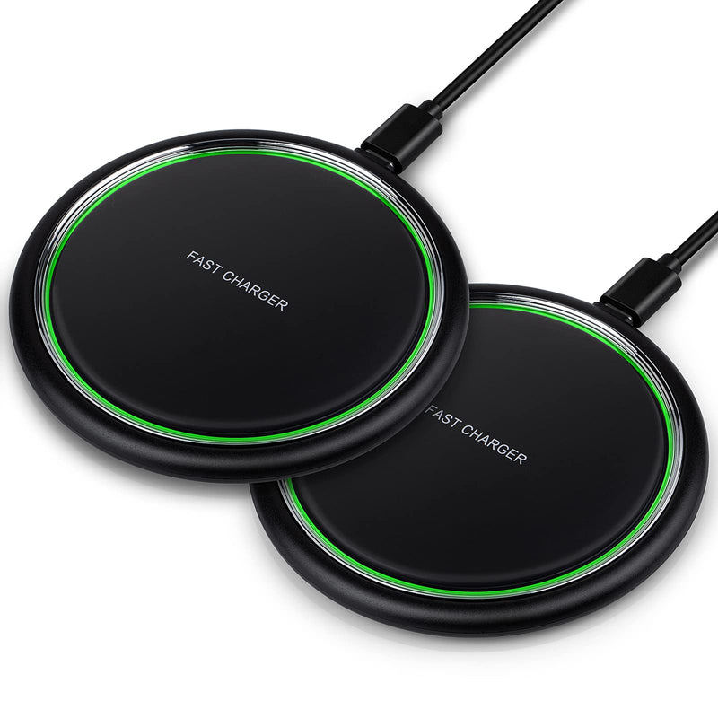 [Australia - AusPower] - Wireless Charger, iSeekerKit 2 Pack 15W Max Fast Wireless Charging Pad Compatible for iPhone 11 Pro/XR/XS/X/8, Galaxy S10/S10e/Note10/9, Google Pixel 3/3XL, V30 V40(No Adapter) 
