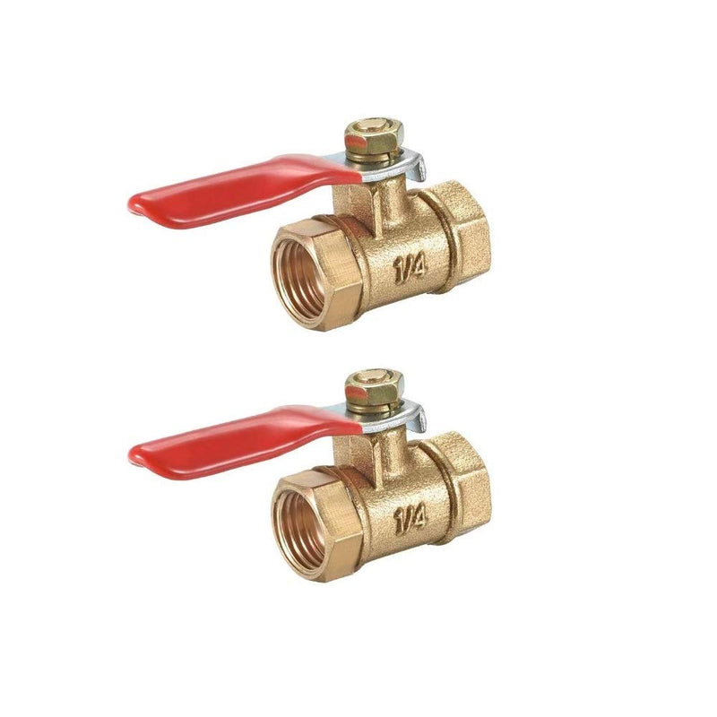 [Australia - AusPower] - Flylock 2-Pack Heavy Duty Brass Mini Ball Valve Shut Off Switch, 1/4" NPT Female x 1/4" NPT Female Thread Pipe Fitting 