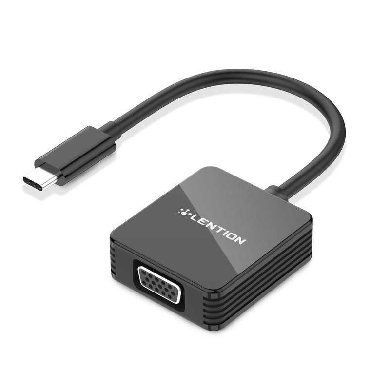 [Australia - AusPower] - LENTION USB C to VGA Adapter, Type C to VGA Cable Converter Compatible 2020-2016 MacBook Pro 13/15/16, New iPad Pro/Mac Air/Surface, Chromebook, Samsung S20/S10/S9/S8/Plus/Note, More (CB-CU206, Black) 