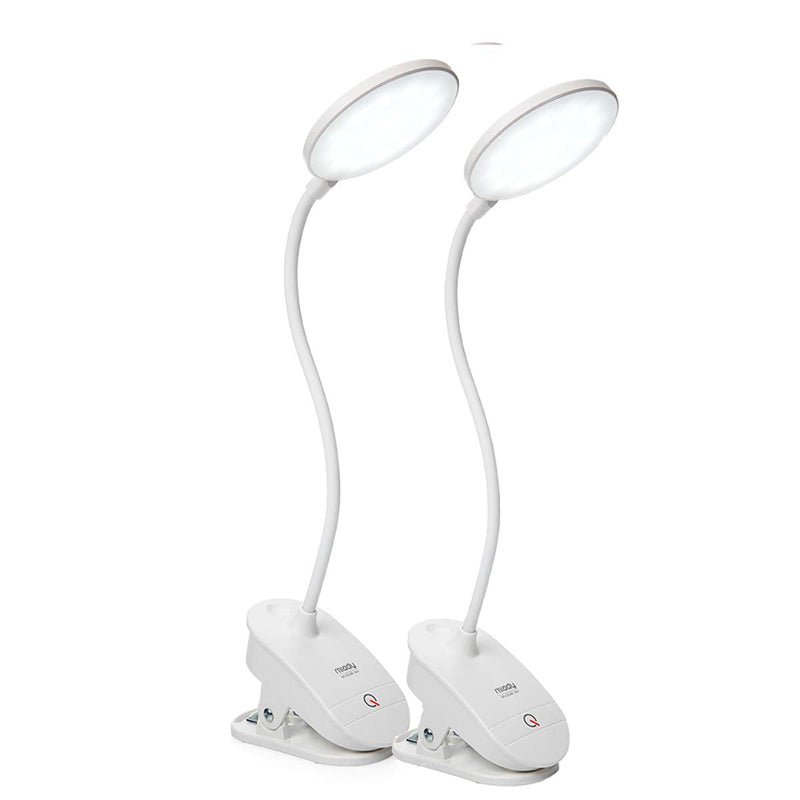 [Australia - AusPower] - 2 Pack Miady Clip on Lamp,Battery Powered Reading Lamp,Clip on Light for Bed Clip on Battery Light with 3 Brightness Level,USB Rechargeable, Reading Lamp 2 Pack 