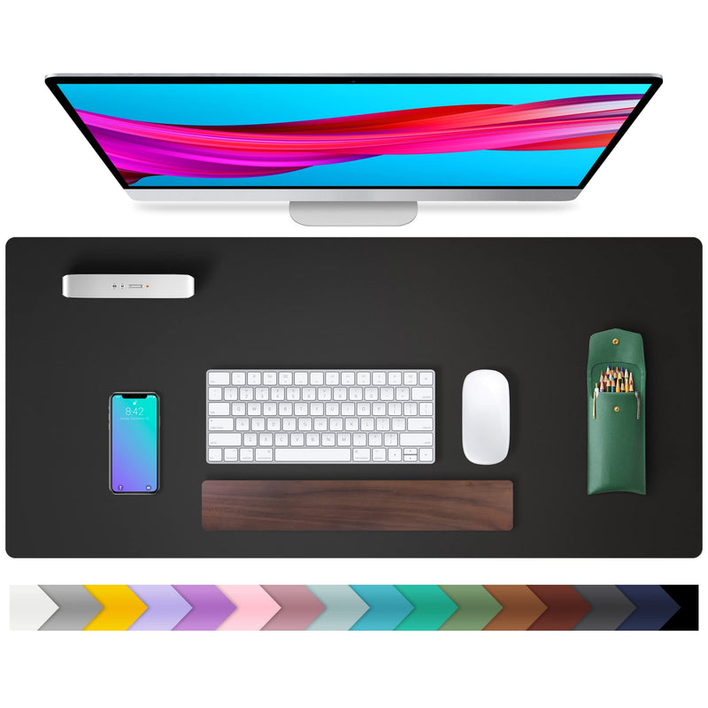 [Australia - AusPower] - Leather Desk Pad Protector,Mouse Pad,Office Desk Mat, Non-Slip PU Leather Desk Blotter,Laptop Desk Pad,Waterproof Desk Writing Pad for Office and Home (Black,31.5" x 15.7") 31.5" x 15.7" Black 