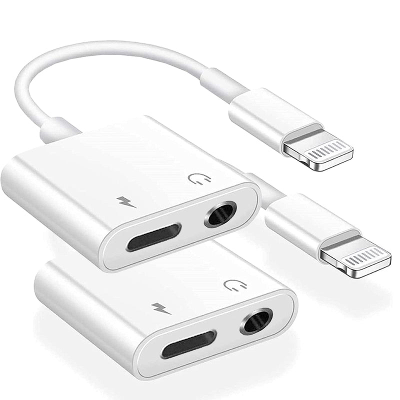 [Australia - AusPower] - [Apple MFi Certified] 2-Pack iPhone Headphone Adapter & Splitter, Assrid 2 in 1 Lightning to 3.5mm Headphone Audio & Charger for iPhone 12/11/SE 2020/XS/XR/X/8 7/iPad/iPod, Support Call+Music Control 