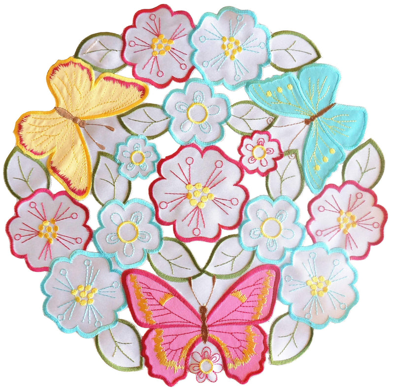 [Australia - AusPower] - GRANDDECO Spring Flowery Butterfly Placemats Set of 4,Floral Daisy Cutwork Embroidered Table Linen for Home Kitchen Dining Spring Holiday Tabletop Decoration, Placemat 14" Set of 4, Butterfly 