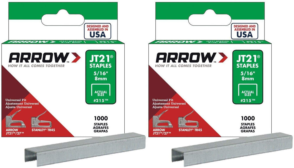[Australia - AusPower] - Arrow Fastener 215 Genuine JT21/T27 5/16-Inch Staples, 1,000-Pack - 2 Pack 