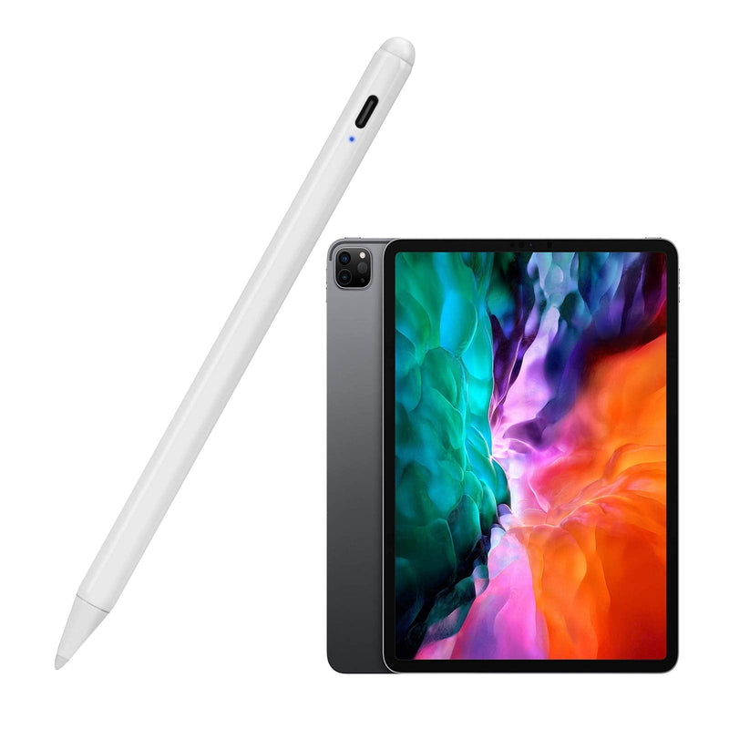[Australia - AusPower] - 2020 iPad Pro 12.9-Inch 4th Generation Stylus Pen with Palm Rejection, Active Stylus with 1.0mm Plastic Tip Digital Pencil for Apple iPad Pro 12.9" Good for Drawing and Writing, White 