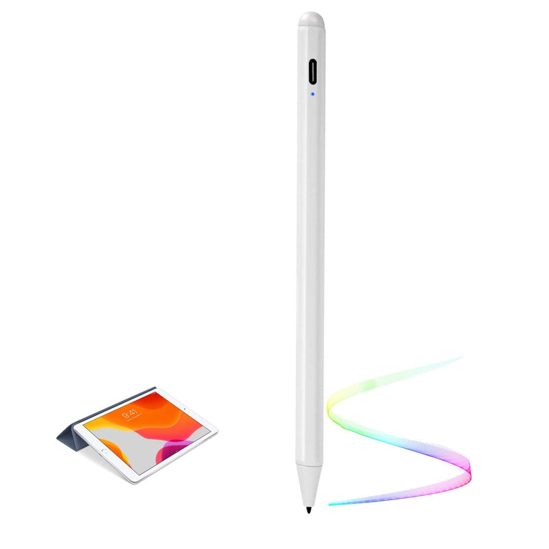 [Australia - AusPower] - 2019 iPad Air 3rd Generation 10.5-Inch Stylus Pens with Palm Rejection,Active Stylus Digital Pen Type-C Charge with 1.0mm Plastic Tip Pencil for Apple 2019 iPad Air 3rd Gen 10.5",White 