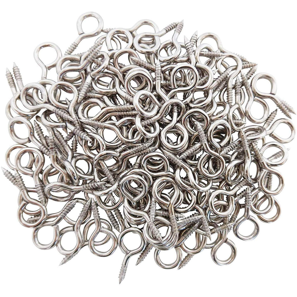 [Australia - AusPower] - 1 Inch Small Screw Eyes Metal Screw Hooks Ring Screws Fasteners Hardware Tools 120 Pcs. Silver 