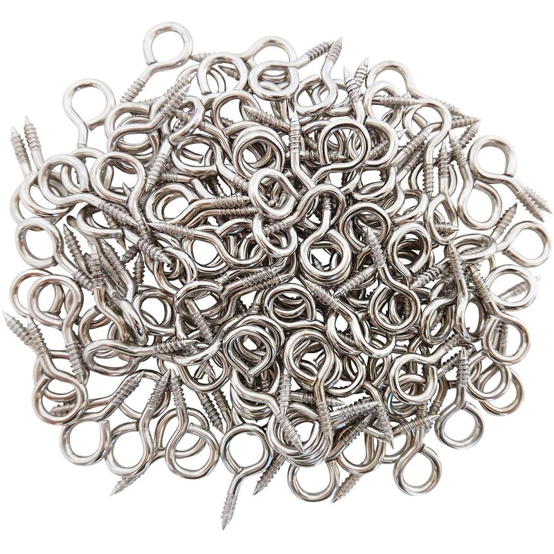 [Australia - AusPower] - 1 Inch Small Screw Eyes Metal Screw Hooks Ring Screws Fasteners Hardware Tools 120 Pcs. Silver 