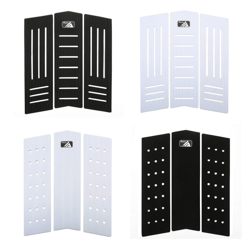 [Australia - AusPower] - AQUBONA 3 Piece Stomp Pad Surfboard EVA Traction Pad with 3M Adhesive Professional Tail Pad/Applies All Boards - Surfboards, Shortboards, Longboards, Skimboards/Black White Blue BLACK circle 