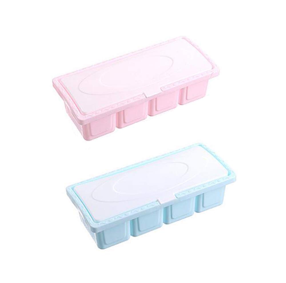 [Australia - AusPower] - WOIWO 2PCS Plastic Seasoning Box Set Kitchen Supplies Four Taste Box Finishing Household Dustproof Spoon Seasoning Storage Box 