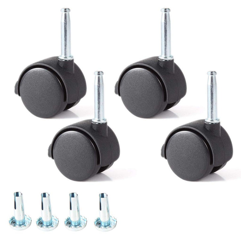 [Australia - AusPower] - Skelang 4 Pcs 1.5" Grip Neck Caster Stem Diameter 5/16", Swivel Stem Caster Wheel with Brake, Twin Wheel Replacement for Furniture Cabinet, Office Chair, Kitchen Shelf, Total Load Capacity 220 Lbs 