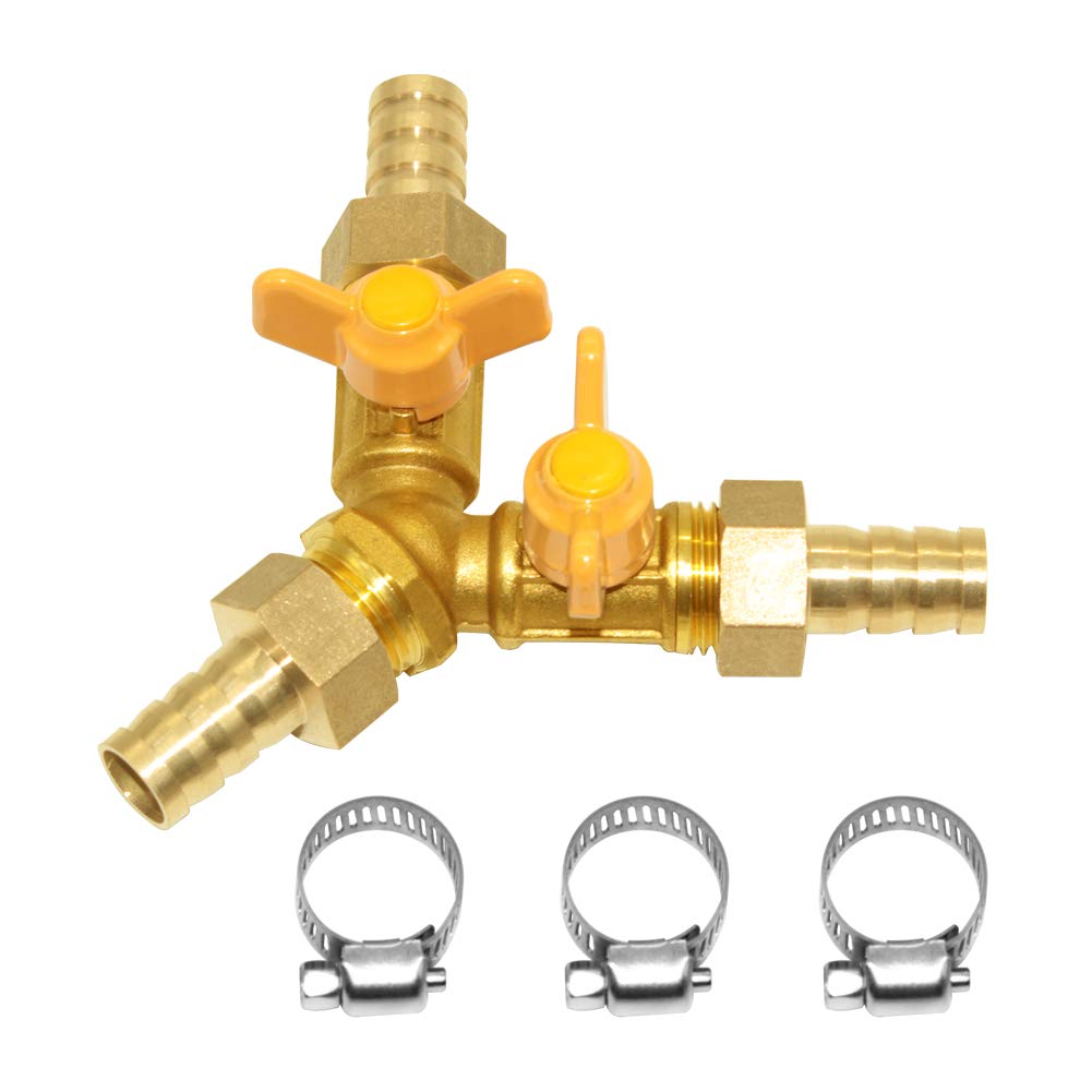 [Australia - AusPower] - Beduan 3 Way Shut Off Ball Valve, 1/2" Hose Barb 2 Switch Brass Y Shaped Valve *1/2 inch Hose Barb 