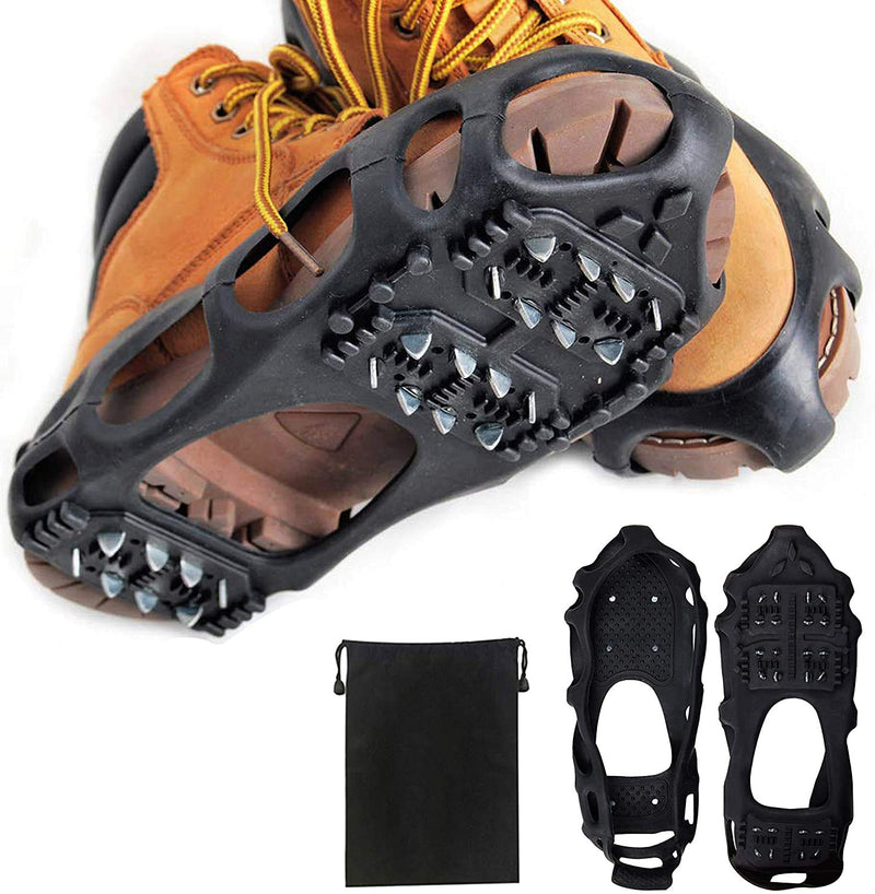 [Australia - AusPower] - Ice Snow Traction Cleats Crampons Anti-Slip Snow Shoes Cleats Walking on Snow and Ice Winter Walking Boots Cleats for Men Women Hiking, Jogging 24 Steel Crampons Small (3.5-5men/5.5-7women) 