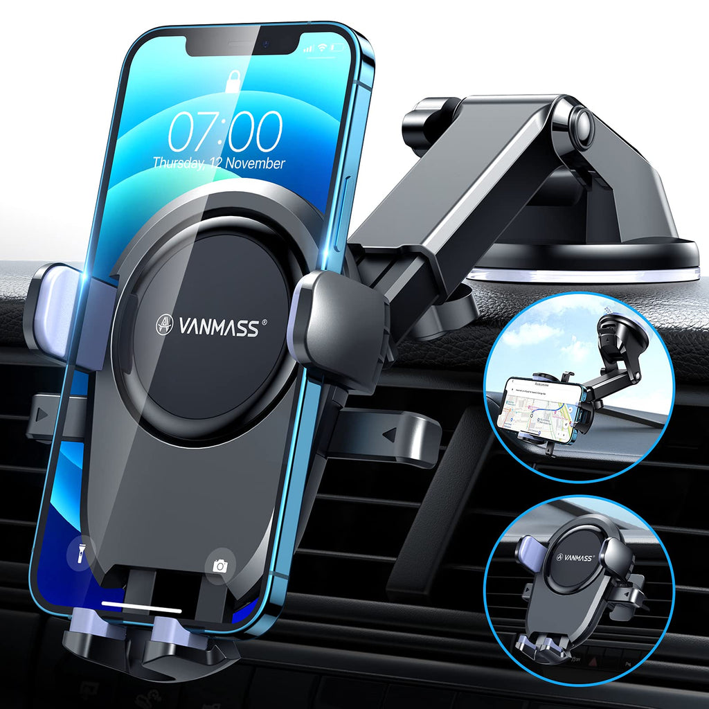[Australia - AusPower] - VANMASS Phone Mount for Car [Auto Hug Tight] Cell Phone Car Mount Safest Guard Ever, Original One Hand Operation [Longest Life] Firmly Hold Dash Vent Windshield Fit for iPhone 13 Samsung All Phones 