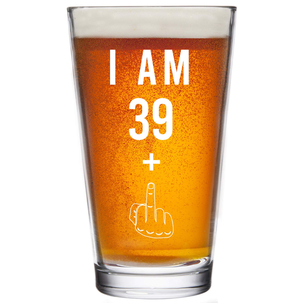 [Australia - AusPower] - 39 + One Middle Finger 40th Birthday Gifts for Men Women Beer Glass – Funny 40 Year Old Presents - 16 oz Pint Glasses Party Decorations Supplies - Craft Beers Gift Ideas for Dad Mom Husband Wife 40 th 