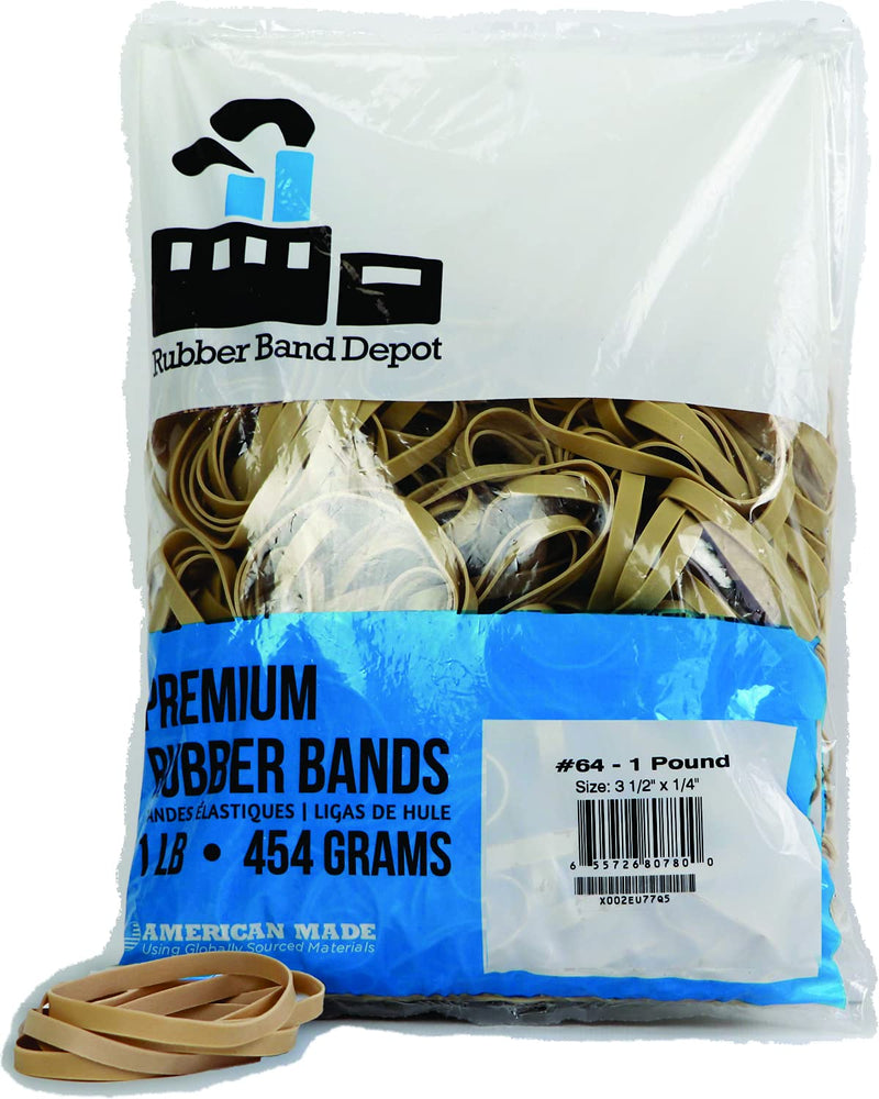 [Australia - AusPower] - Rubber Bands, Rubber Band Depot, Size #64, Approximately 320 Rubber Bands Per Bag, Rubber Band Measurements: 3-1/2" x 1/4'' - 1 Pound Bag 
