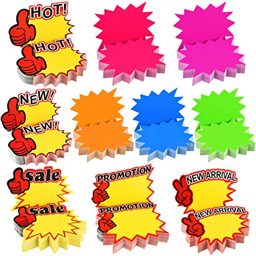 [Australia - AusPower] - Burst Signs Fluorescent Signs Blank Star Shape Retail Sale Tags Burst Paper Signs for Retail Party Favors (500 Pieces, Regular Shape) 