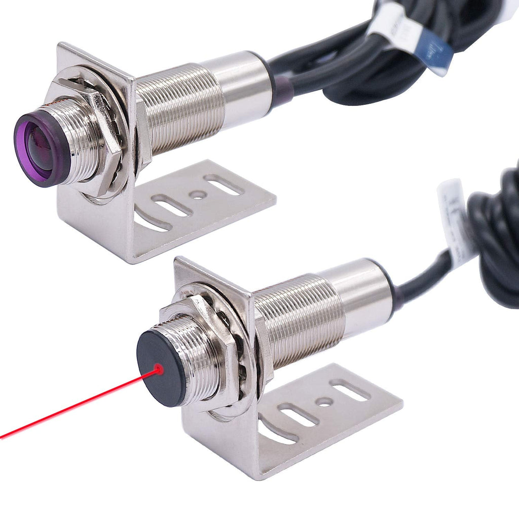 [Australia - AusPower] - Twidec/1 Pair 0-20M Indoor Wall Mounted Photoelectric Beam Sensor NPN NO 18mm Photoelectric Sensor Switch Proximity Switch 2m line Length with Infrared Ray Beam E3F-20DNL-18 