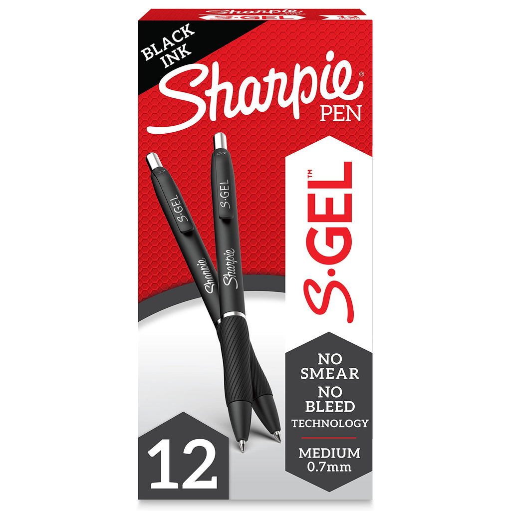 [Australia - AusPower] - Sharpie S-Gel, Gel Pens, Medium Point (0.7mm), Black Ink Gel Pen, 12 Count 12 Count (Pack of 1) 
