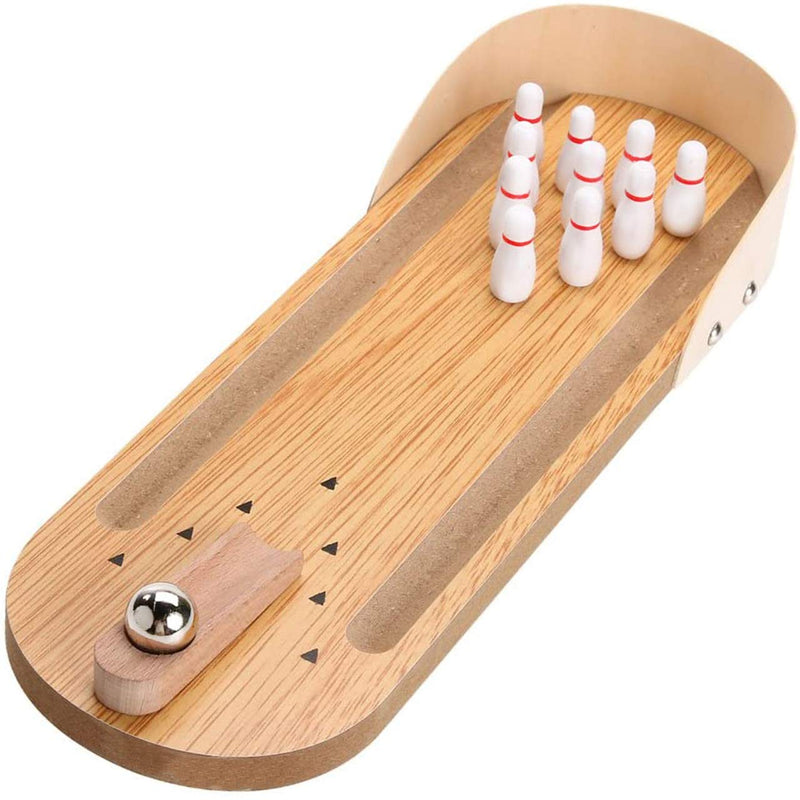 [Australia - AusPower] - Table Top Mini Bowling Game Set - Tabletop Wooden Board Mini Arcade Desktop Tiny Bowling Shooting Alley Office Desk Stress Relief Gadgets Small Finger Toys Fun Gag Gifts for Men Adults Kids Teens Boys 