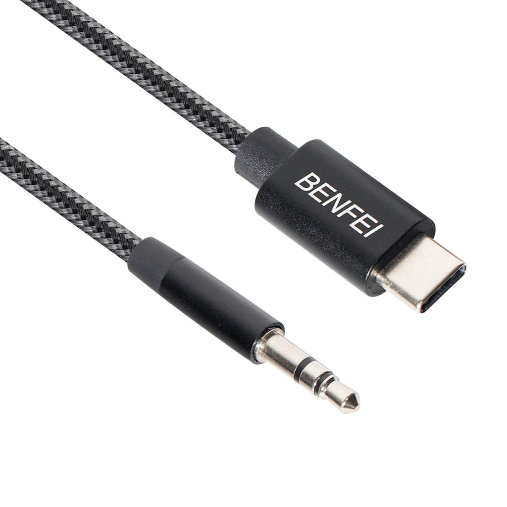 [Australia - AusPower] - USB-C to 3.5mm Headphone Jack Cable, USB Type-C to 3.5mm Adapter Nylon Cable [DAC Hi-Res] Compatible with iPad Pro New 2018,Pixle 2/XL/3,HTC,Samsung S8/S9/Note 8 - 3 Feet Black 