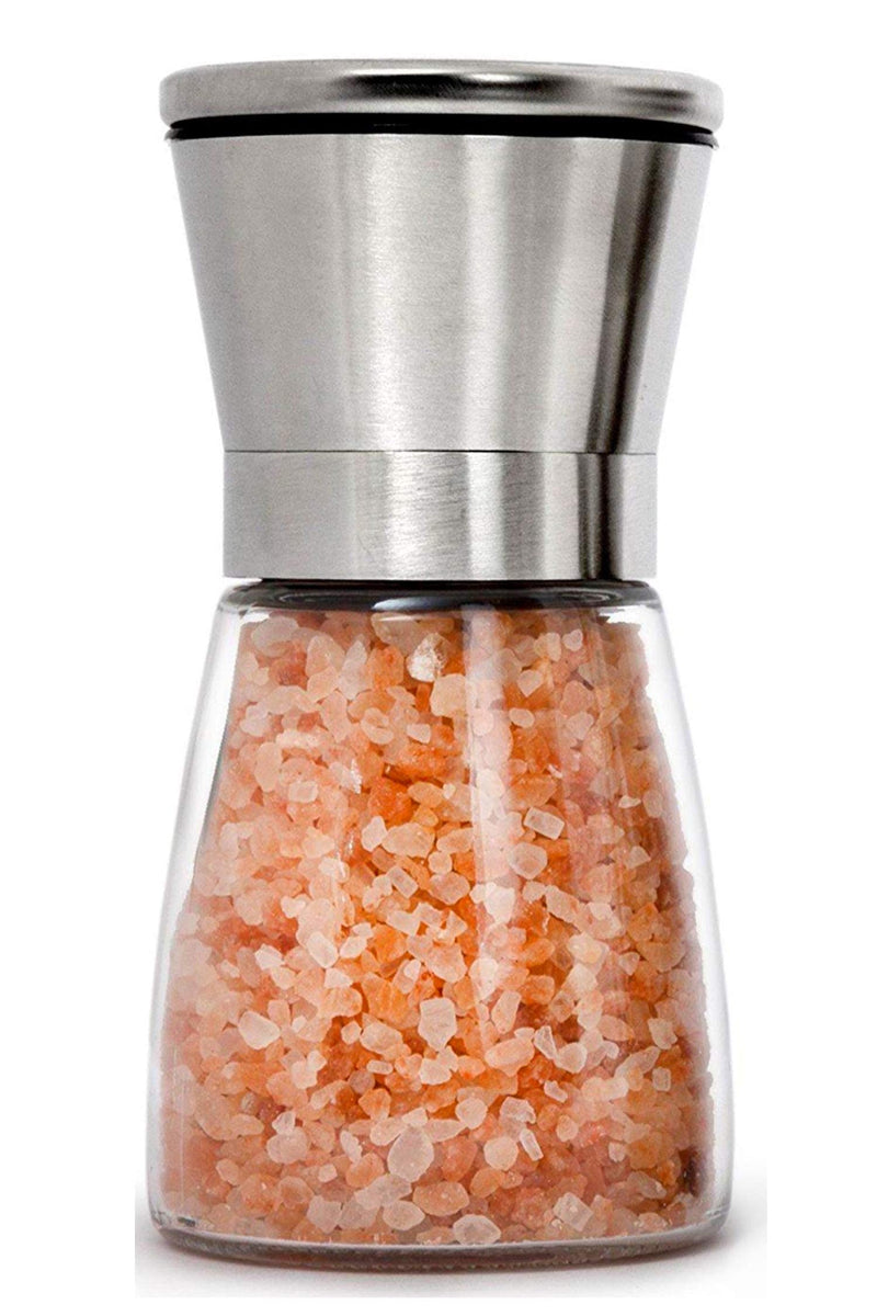 [Australia - AusPower] - HOME EC Premium Stainless Steel Pepper Grinder or Salt Grinder 1pk - Adjustable Ceramic Sea Salt Grinder - Refillable Glass Salt Shaker or Pepper Shaker - Pepper Mill or Salt Mill - Spice Grinder 1 ClearSilver 